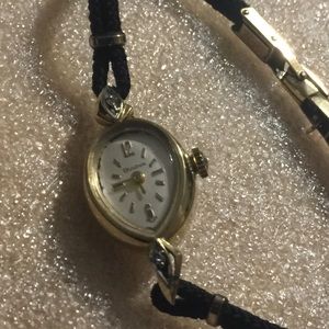 1960s-1970s Vintage Solid 14K Diamond Bulova Watch